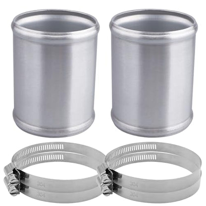 AC PERFORMANCE 3" (76mm) OD Aluminum Alloy Hose Joiner Silicone Pipe Connector Bead, 4" Length with 304 SS Clamps, Pack of 2 - size: 3" (76mm) - 2PCS