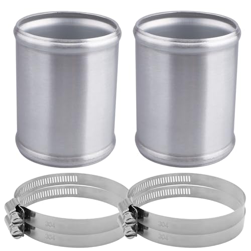 AC PERFORMANCE 3" (76mm) OD Aluminum Alloy Hose Joiner Silicone Pipe Connector Bead, 4" Length with 304 SS Clamps, Pack of 2 - size: 3" (76mm) - 2PCS