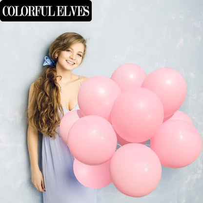 Latex Balloons 12 Inch 100 Pcs Helium Thicken Balloons Birthday Party Decorations（Pink） - color: Pink