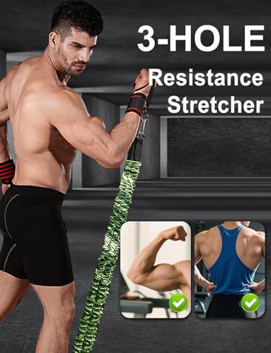 Chest Expander, Natural Latex 3-Hole Resistance Bands with Handles & Foot Cover | High Elasticity Tear Resistant | Full Body Workout for Men Home Gym, Yoga Fitness Strength Training