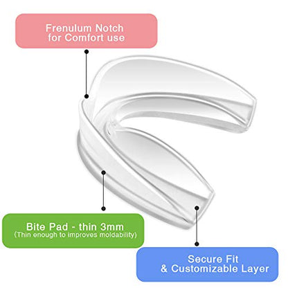 Coolrunner Mouth Guard Sports, 4 Pack Athletic Mouth Guards | Professional Moldable Youth Mouthguard for Maximum Protection, Customizable for Comfort(12 Years or Older)