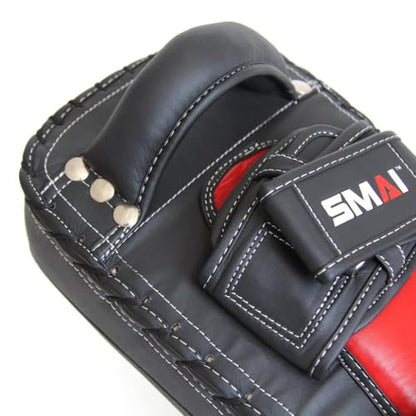 SMAI Elite85 Muay Thai Pads (Pair) - Leather Kickboxing, MMA, Karate and Martial Arts Strike Shield, Punch and Kick Protection Training Gear - Made for Men, Women and Youth