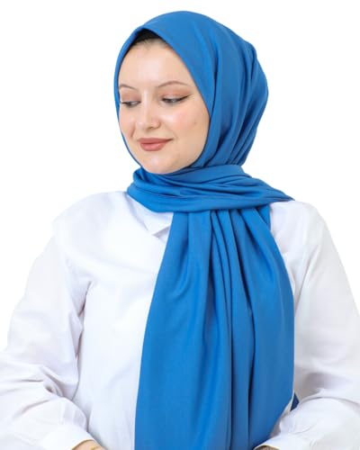Prien Hijab For Women Muslim Lightweight Scarf Head Scarves For Girls Islamic Long Headscarf Chiffon Shawl Prayer Set Ramadan - color: Indigo