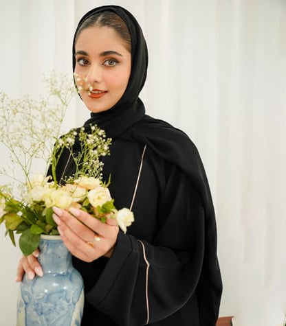 Elegant Modern Abaya 여성용 - 경량, 하늘거리는 느낌, 부드럽고 모든 상황에 적합 - color: Livia - 블랙, size: S