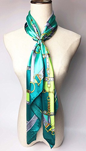 YOUR SMILE Silk Like Scarf Women's Fashion Pattern Large Square Satin Headscarf Headdress - color: 133