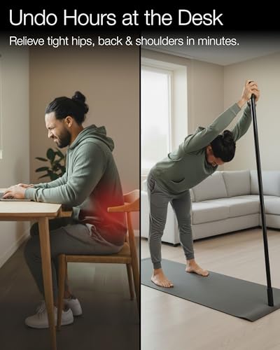 Yoga Stick - 5ft Bamboo Stretching Stick for Mobility, Flexibility, Balance with 20+ Video Tutorials, Stretching Equipment, Exercise Stick for Stretching, Posture Corrector, Physical Therapy Dowel Rod