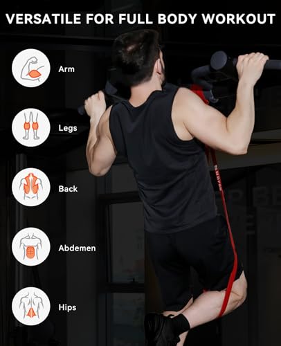 SUNPOW Pull Up Assistance Bands, Set of 5 Heavy Duty Resistance Bands for Men & Women, Natural Latex Exercise Bands for Pull-Up Progression, Home Workout, Strength Training, Mobility & Stretching - color: Colourful