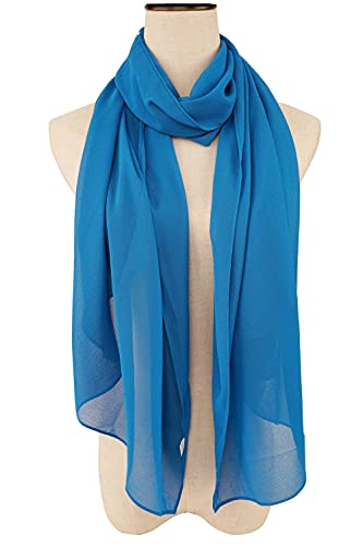 YOUR SMILE for Women Lightweight Breathable Solid Color Soft Chiffon Long Fashion Scarves Sun-proof Shawls Wrap - color: Blue