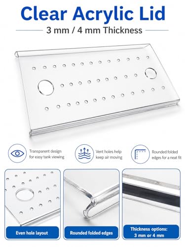 Anti Jump Transparent Fish Tank Cover，Aquarium Lid with 30 Mm Feeding Hole, Removable Top Cover for Open Top Aquarium(70x50x0.4 cm) - size: 70x50x0.4 cm