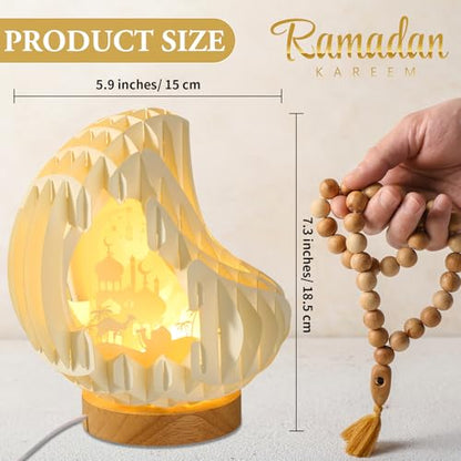 ROCEEI Ramadan Lights with USB Charging for Tabletop Moon Pop up Light up Paper Carving Ramadan Mubarak Sign Lamp Decorations for Home Eid Gifts Table Decor : Home & Kitchen