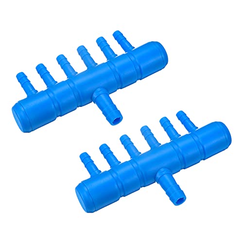 uxcell 2Pcs 8mm to 5.5mm 6 Ways Air Line Tubing Splitter Connector Fish Tank Oxygen Pipe Air Tubing Adapter for Aquarium, Blue - style: 6 Ways