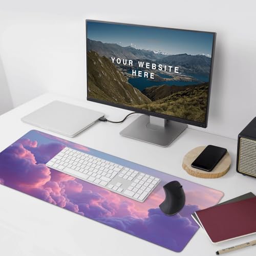 XXL Gaming Mouse Pad 35.4x15.7 Inch, Large Extended Desk Mat | Mousepad with clouds design Non-Slip Rubber Base, Water-Resistant Surface and Stitched Edges for Gaming, Office & Home - color: Cloud