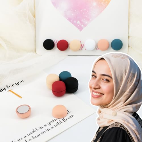 12 Pairs Hijab Magnets Strong Hijab Pins for Women Pinless Magnetic Clothing Clips for Scarf Veil Shirts Dress Muslim Islamic Gifts for Women - Round - color: Round