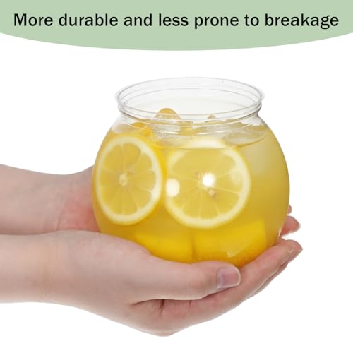 Mini Plastic Fish Bowl, 27 oz Decorative Fish Bowls Unbreakable Plastic Betta Fishes Tank Clear Round Desktop Vases Bowls for Home Decor, Centerpiece Vases, Candy, Party Favors