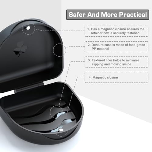 2PCS Retainer Case Denture Case: BVN Orthodontic Dental Case, Slim Braces Case, Mouth Guard Case, Denture Box, Teeth Aligner Case, Night Guard Case Container Storage Holder Black - color: B. Black, 2pcs