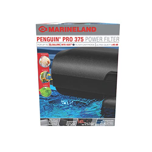 Marineland Bio-Wheel Penguin 375 GPH Power Aquarium Filter, Ultra-Quiet Hang-On-Back Fish Tank Filter with Multi-Stage Filtration for Aquariums Up to 75 Gallons - size: up to 75 gallons