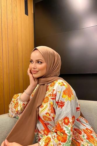 Instant Hijab Scarf for Women – Soft, No-Iron, No-Pins, Ready-to-Wear Hijab – Stretchy & Lightweight Polyester Fabric - color: C17 Cappuccino