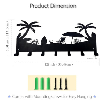 Wall Mounted Metal Key Rack 7 Hooks Heavy Duty Home Entryway Organizer | Wall Key Hanger for Entryways, Hallways, Kitchens - color: Coco