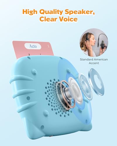 Airbition Bilingual Spanish and English Talking Flash Cards for Ages 2+, Pocket Speech Therapy Toy with 510 Words, Montessori Language Learning Toy, Children's Sensory Learning Kit - style: 510 Words English & Spanish Blue