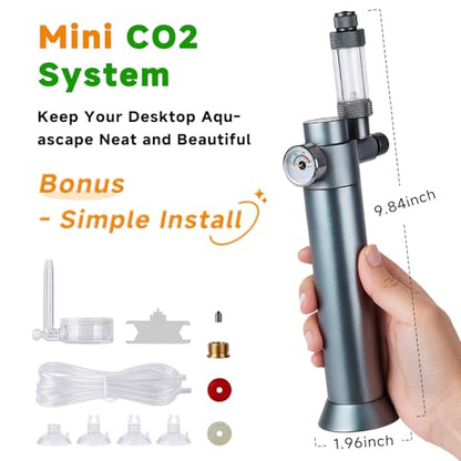 Complete Aquarium CO2 System, Desktop CO2 Regulator with 45g Disposable CO2 Cartridge, Compatible with 5/8" and 3/8" Threaded for Nano Aquariums - size: 45g