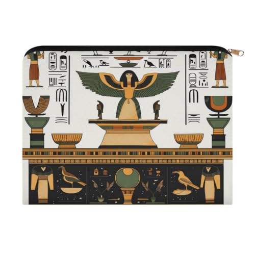 Egyptian Mystery Style Makeup Bag for Women, Cosmetic Pouch Travel Toiletry Organizer Bag 8.9"x6.5" Polyester - color: Egyptian Mystery Style