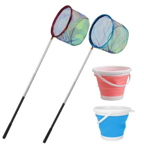 FishingNet2PieceSetRetractableNet forCatchingFrogs andTadpoles - color: Blue + Pink, size: 68.5