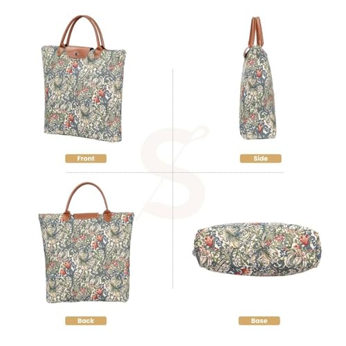 Signare Tapestry Foldable Tote Bag Reusable Shopping Bag Grocery Bag - color: Golden Lily