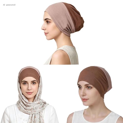 5Pack Soft Inner Hijab Caps Women Stretchy Breathable Comfortable Undercap Front&Back Tube Bonnet