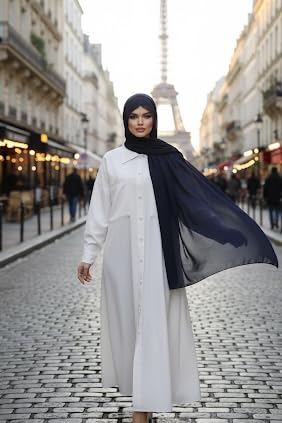 Instant Chiffon Hijab, Ready to wear hijab, modal wrap, Abaya, modern Instant Scarf, Soft breathable scarf - color: S7 Navy