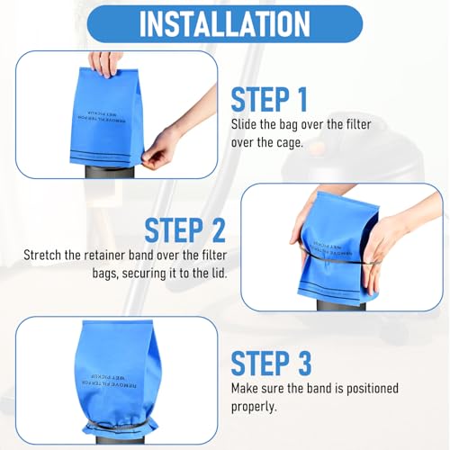 9 Pack 38737 Dust Filter Bags Replacement Includes 3 Retaining Bands | for Stinger Wet Dry Vac and Bucket Head Vacuum, Craftsman 2-2.5 Gallon Vacuums, , Part# 9-38737/Cmxzvbe38737