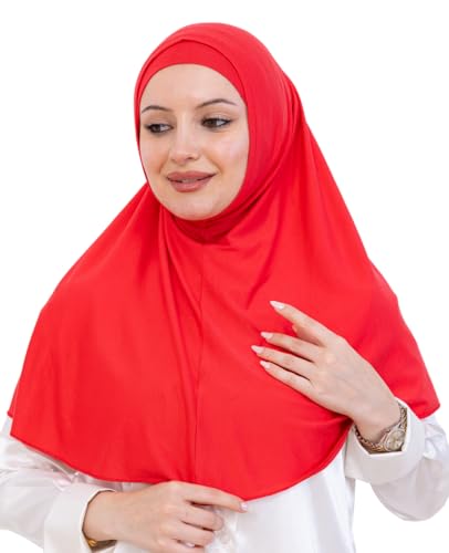 Prien Instant Hijab For Women, Muslim Long Scarf, Undercap Turban Set, Turkish Islamic Clothing, Prayer Clothes For Abaya - color: Brink Pink