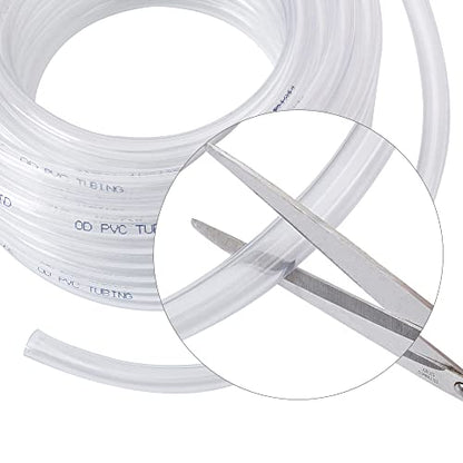 DAVCO 1" ID - 10 ft Clear Vinyl Tubing with 2 Stainless Clamps, Low Pressure Flexible PVC Tube, Heavy Duty UV Chemical Resistant Lightweight Plastic Vinyl Hose, BPA Free and Non Toxic - size: 1"ID, style: 10 Feet
