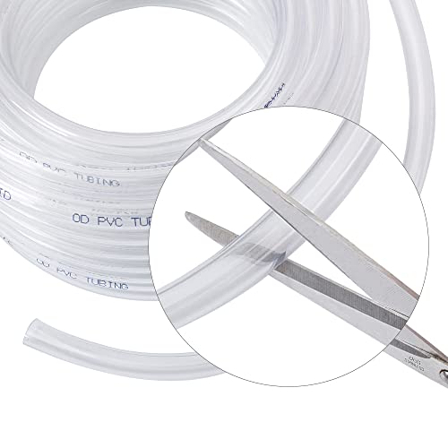 DAVCO 1" ID - 50 ft Clear Vinyl Tubing, Low Pressure Flexible PVC Tube, Heavy Duty UV Chemical Resistant Lightweight Plastic Vinyl Hose, BPA Free and Non Toxic, with 2 Stainless Clamps - size: 1"ID, style: 50 Feet