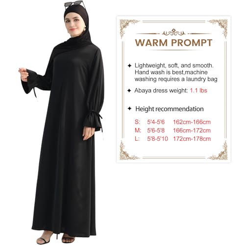khalat Women's Muslim Kaftan Abaya Dress Eid Prayer Dress for Women Islamic Daily Dress Smooth Flowy Muslim Women Clothes - color: Black, size: Large