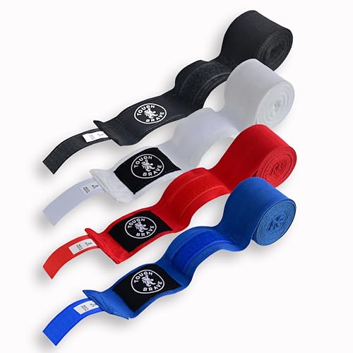 Boxing Hand Wraps 4-Pack for Men & Women | 196" (5m) Elastic Hand Wraps for Boxing, MMA & Muay Thai | Wrist Protection, Knuckle Support, Breathable Cotton