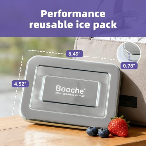 Stainless Steel Ice & Food Storage Container, Rapid-Freeze Long-Lasting Food-Safe Freezer Box, Reusable Cold Pack for Lunch Boxes, Picnics, Camping, Fishing (2)