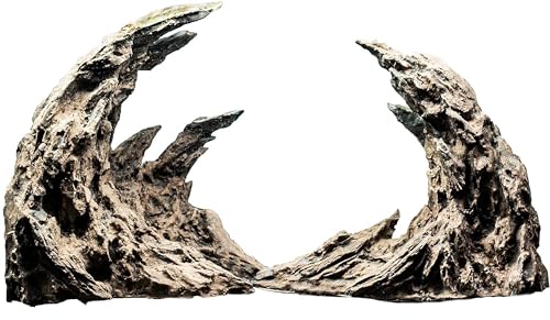 Novelsite Premium Large Sandstone Canyon Rock Formation - Lifelike Aquarium Decor for Fish Tank, 17" x 8.6" x 5" - Enhance Aquatic Landscape with Realistic Natural Look - color: Grey Rockery, size: Canyon-L
