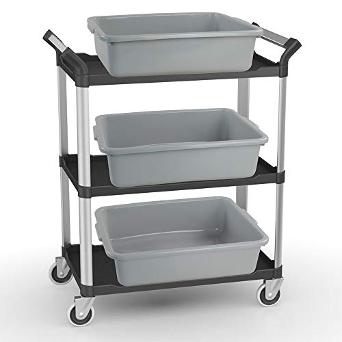 3-Pack Plastic Bus Tub, 13 L Plastic Utility Bus Box Dish Pan, Grey | Wash Basin Cleaning for Home, Laundry & Kitchen, Grey - color: Gray