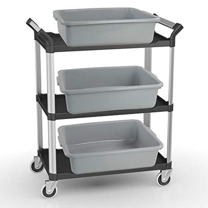 3-Pack Plastic Bus Tub, 13 L Plastic Utility Bus Box Dish Pan, Grey | Wash Basin Cleaning for Home, Laundry & Kitchen, Grey - color: Gray