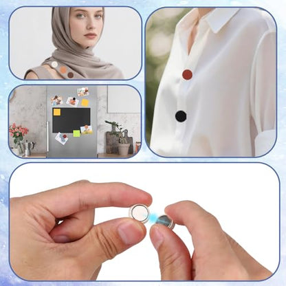 12pcs Strong Hijab Magnets, 0.54x0.26in Multi-Functional No-Snag Matte Round Pinless Hijab Magnets Clips for Women Scarf Shirt Veil Dress Clothes(6 Colors) - color: 6 Colors