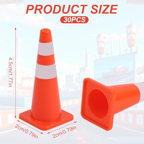 30 Pcs Mini Traffic Cones, 1.8 inch Plastic Small Cones for Micro Road Signs Training Party Sports Early Educational