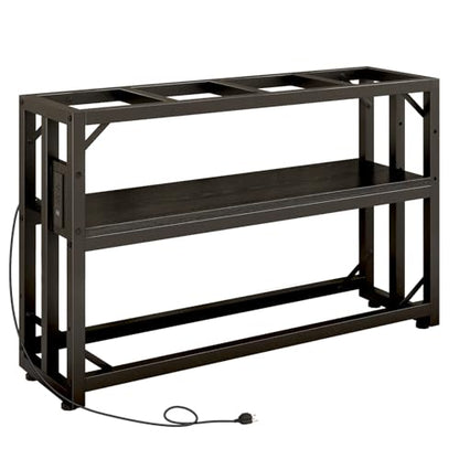 METYERRY 55 Gallon Fish Tank Stand with Power Outlet,Adjustable Aquarium Stand, Heavy Duty Terrarium Stand,Metal Frame Reptile Turtle Tank Stand Suitable for Home Office,860LBS Capacity, Black - color: Black, size: 55 Gallon