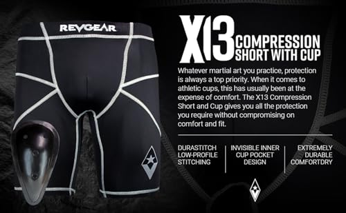 Revgear X13 Compression Shorts & Cup: Ideal Mens Prot, Mens Gym, Running - size: X-Large