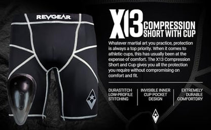Revgear X13 Compression Shorts & Cup: Ideal Mens Prot, Mens Gym, Running - size: Small