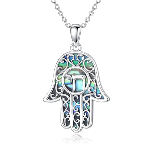 WINNICACA Sterling Silver Evil Eye Necklace Protection Crystal Pendant for Women Good Luck Vintage Evil Eye Pendant Jewelry Birthday Gifts for Women Friend Female - style: M-Chai Necklace