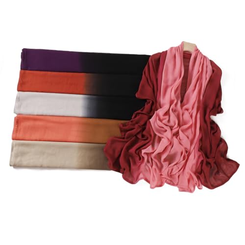 Premium Ombre Viscose Hijab Scarf for Women Muslim Lightweight Gradient Color Shade Hair Wraps Long Hijabs Scarves - color: Black 1#