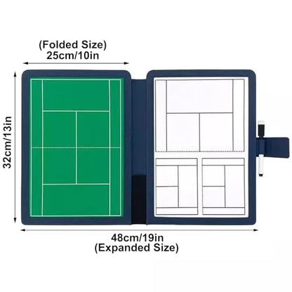 Tennis Coach Board Clipboard, Premium Tactical Double-Sided Coach Marker Board, with Full & Half Court Tennis Dry Erase Marker Board, Tennis Coaching Board, with 2 Whiteboard Pens