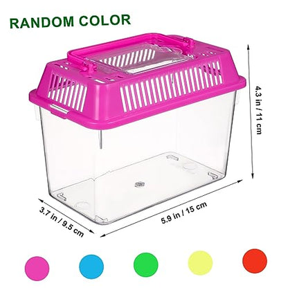 TOYANDONA 4pcs Portable Handheld Aquarium with Handle Turtle Box Feeding Case for Reptiles and for for Shrimp and Tortoise Breeding