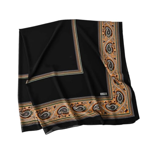 K-Elewon Large Square Scarf 51" Headscarf Chiffon Fashion Scarves Turbans Hair Wrapping Scarfs - color: A-black