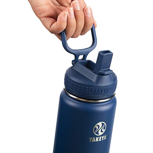 Takeya 24 oz Actives Stainless Steel Water Bottle with Straw Lid – Leakproof, Double-Wall Insulated, Keeps Drinks Cold 24 hrs/Hot 12 hrs, BPA-Free, Powder-Coated, Gym & Travel, Midnight Blue - color: Midnight Blue, size: 24 Ounces